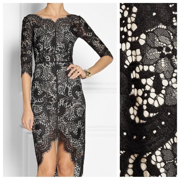 NWT. LOVER Black Lace Horizon Lace Dress with Visible Ecru Lining. Size 10. - Picture 2 of 12